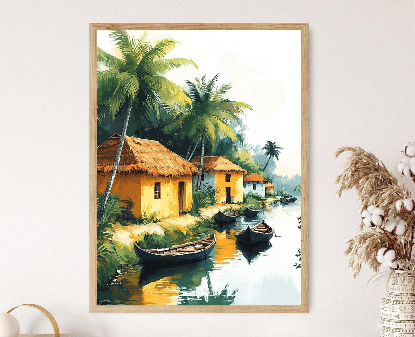 Affiche Scène de Village Kerala – Poster Paysage Tropical Indien