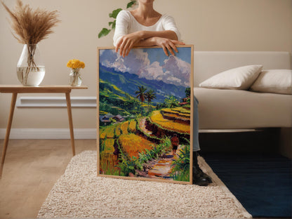 Affiche Champs de Riz Philippins – Poster Paysage de Ferme Paisible