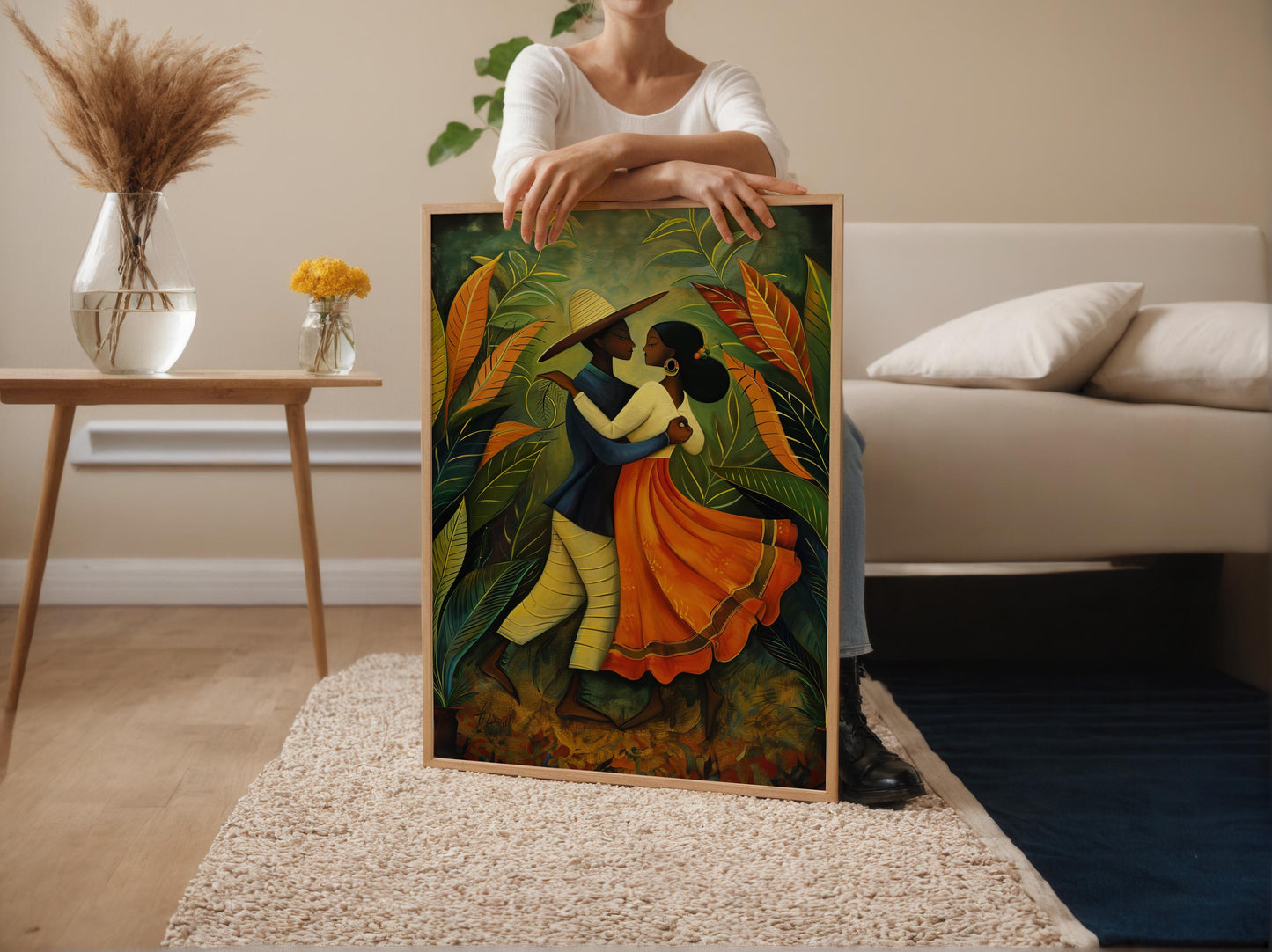 Affiche Danse Bomba et Plena – Art Print Couple de Danse Porto-Ricain