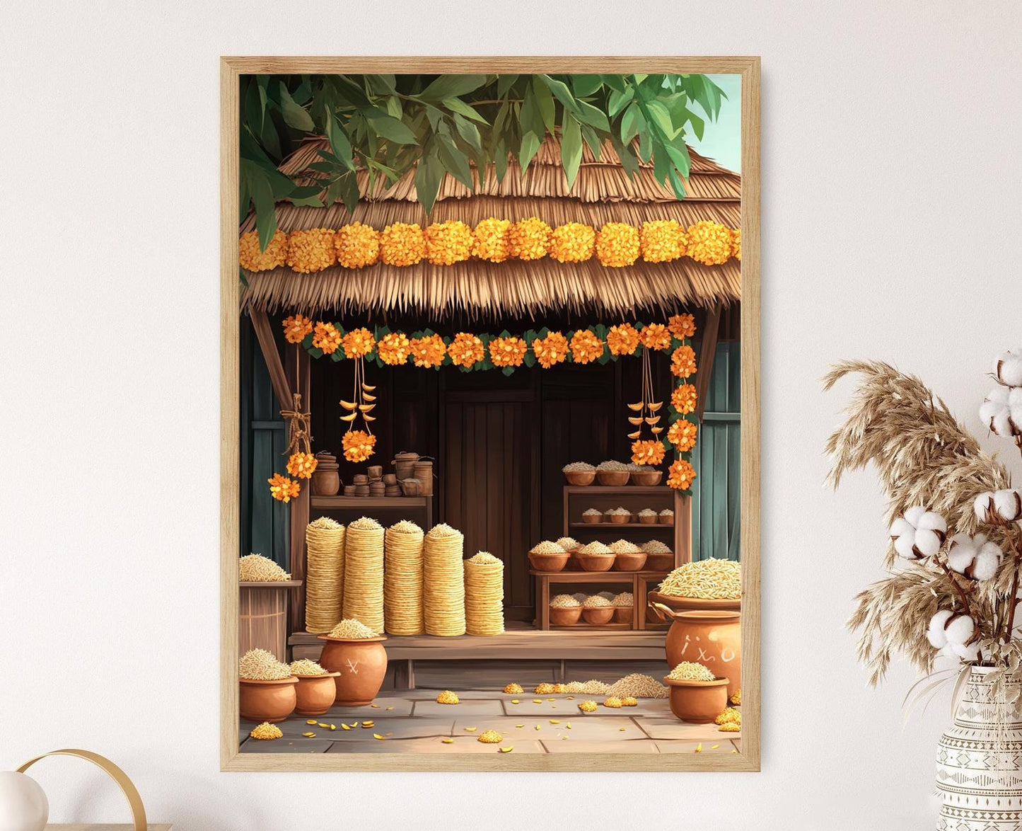 Affiche Festival de Récolte de Riz Thaï – Poster Scène Culturelle Dorée