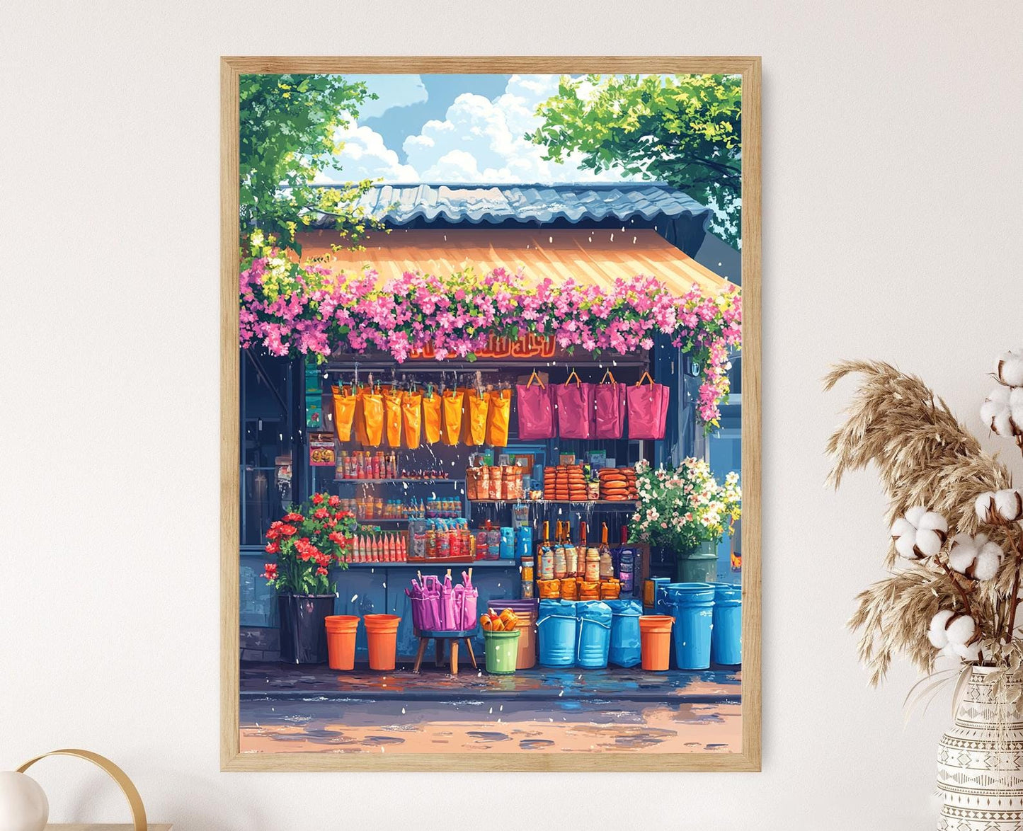 Affiche Songkran – Impression artistique du festival d'eau thaïlandais