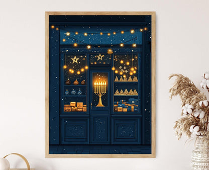 Affiche Hanukkah – Art mural de la ménorah pour boutique festive