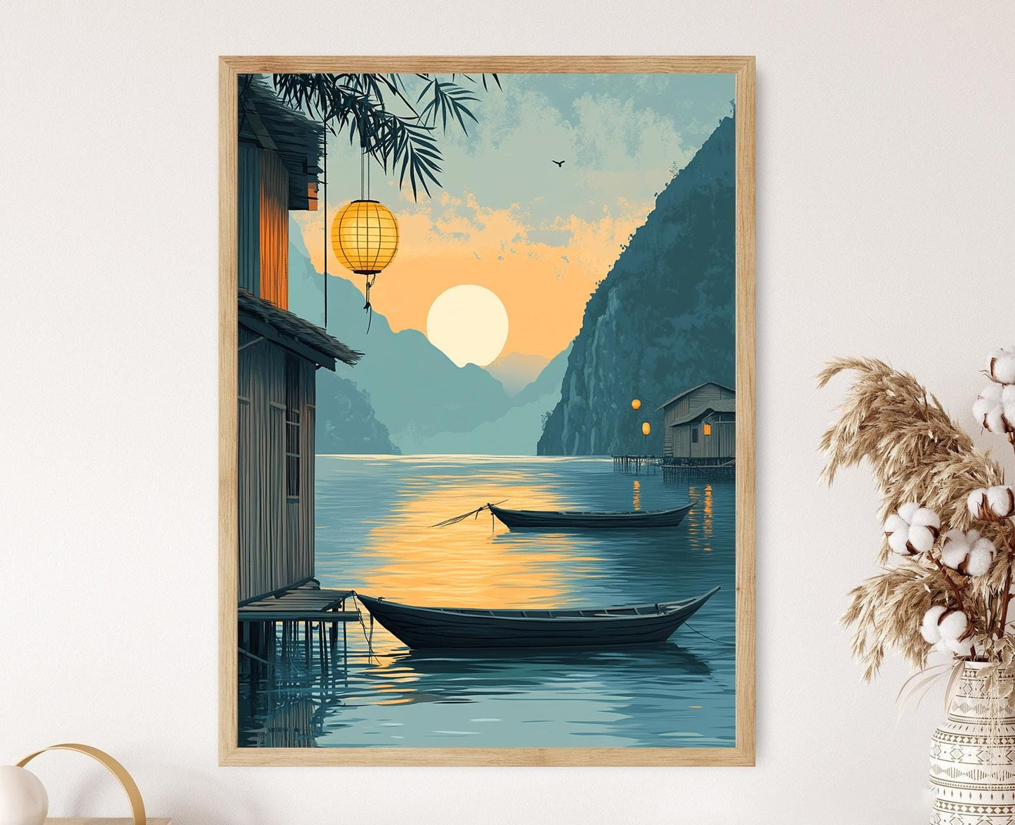 Affiche Mékong – Poster Maison Flottante, Village de Pêche au Vietnam