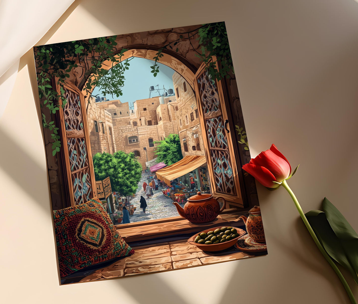 Affiche Art en Bois Hebron – Vue de la Vieille Ville Palestinienne