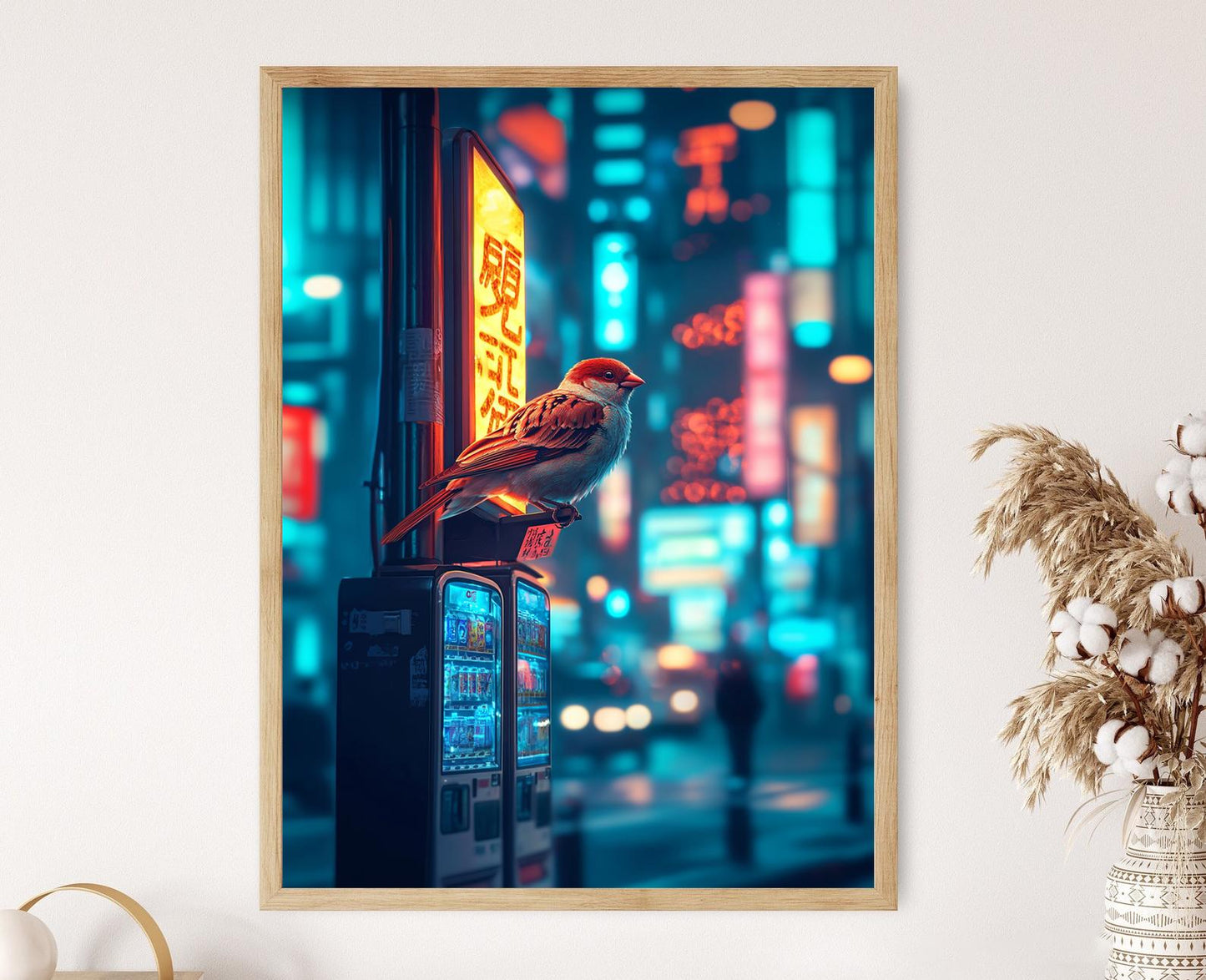 Affiche Tokyo Nocturne – Impression d'art Oiseau, Enseigne Néon Shibuya