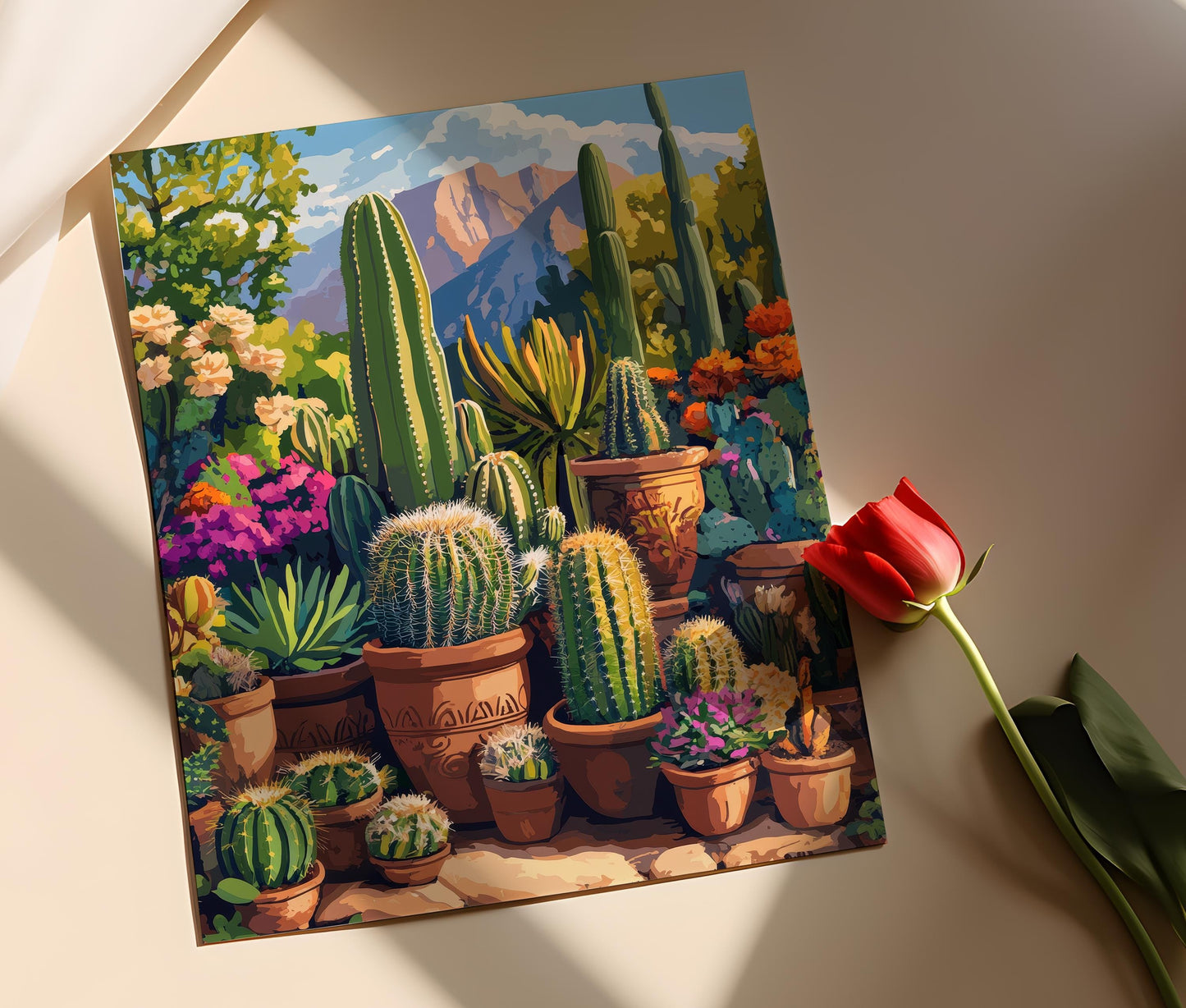 Affiche Jardin de Cactus en Arizona – Illustration Décorative de Cactus
