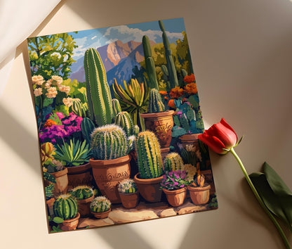 Affiche Jardin de Cactus en Arizona – Illustration Décorative de Cactus