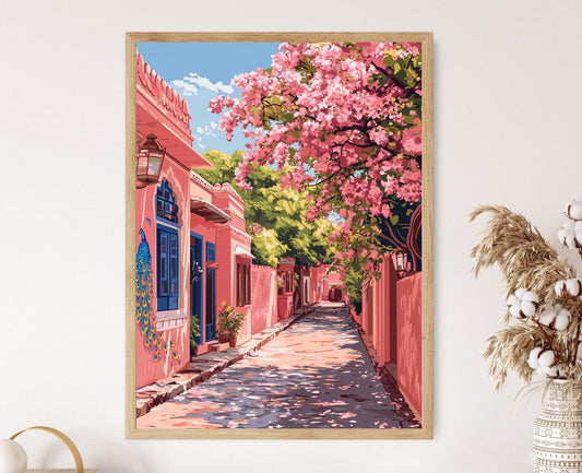 Affiche Jaipur Pink City - Art mural Paon Allée, Inde