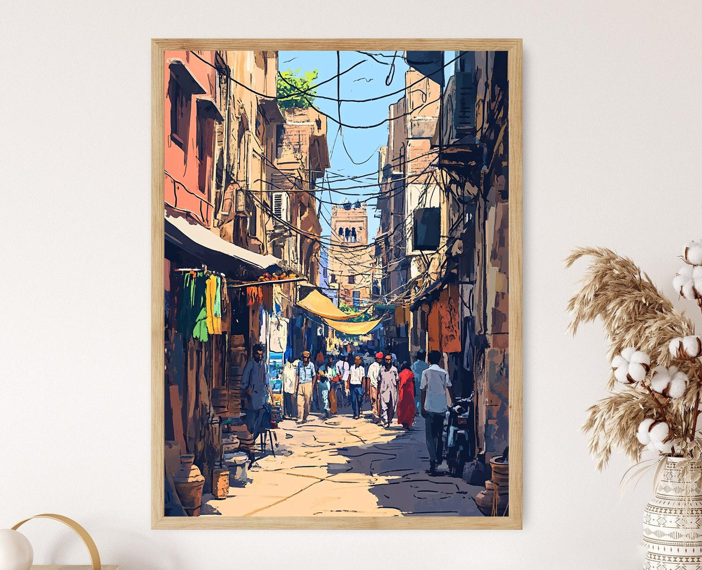 Affiche Vieux Delhi – Poster Vue de Jama Masjid, Peinture Patrimoine Indien