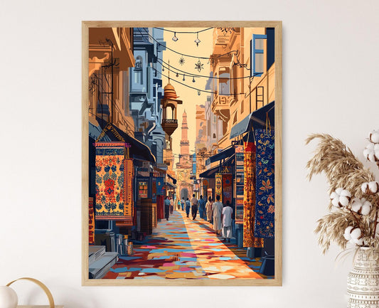 Affiche Marché d'Ahmedabad – Poster Voyage Coloré en Inde