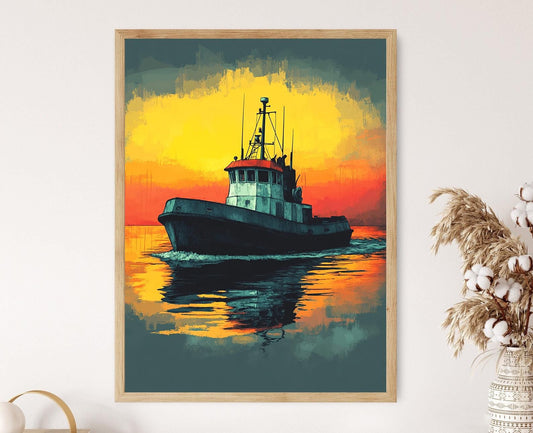 Affiche Toue Arc-en-Ciel – Illustration Nautique Joyeuse