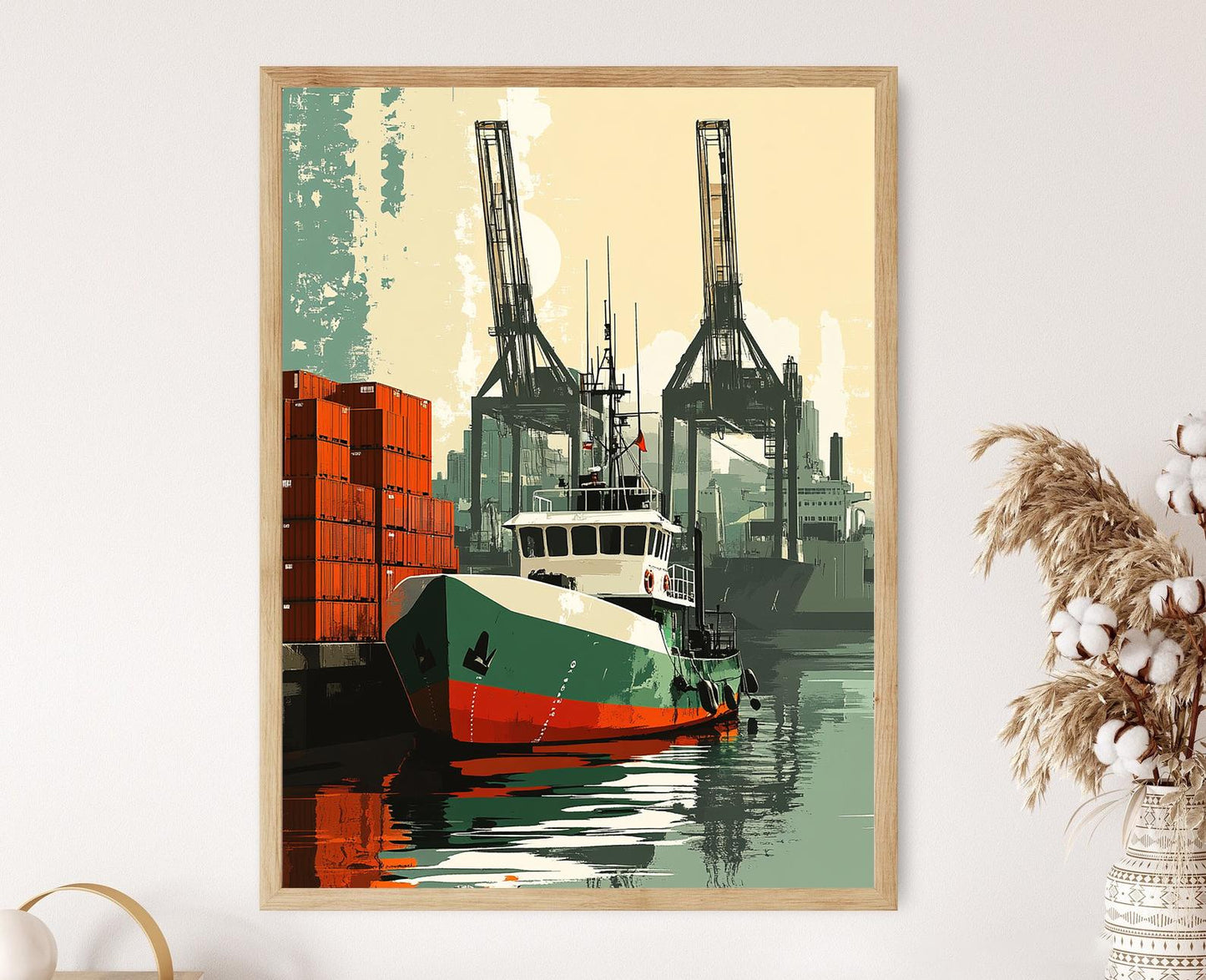 Affiche Remorqueur Coloré – Peinture de Port Industriel Maritime