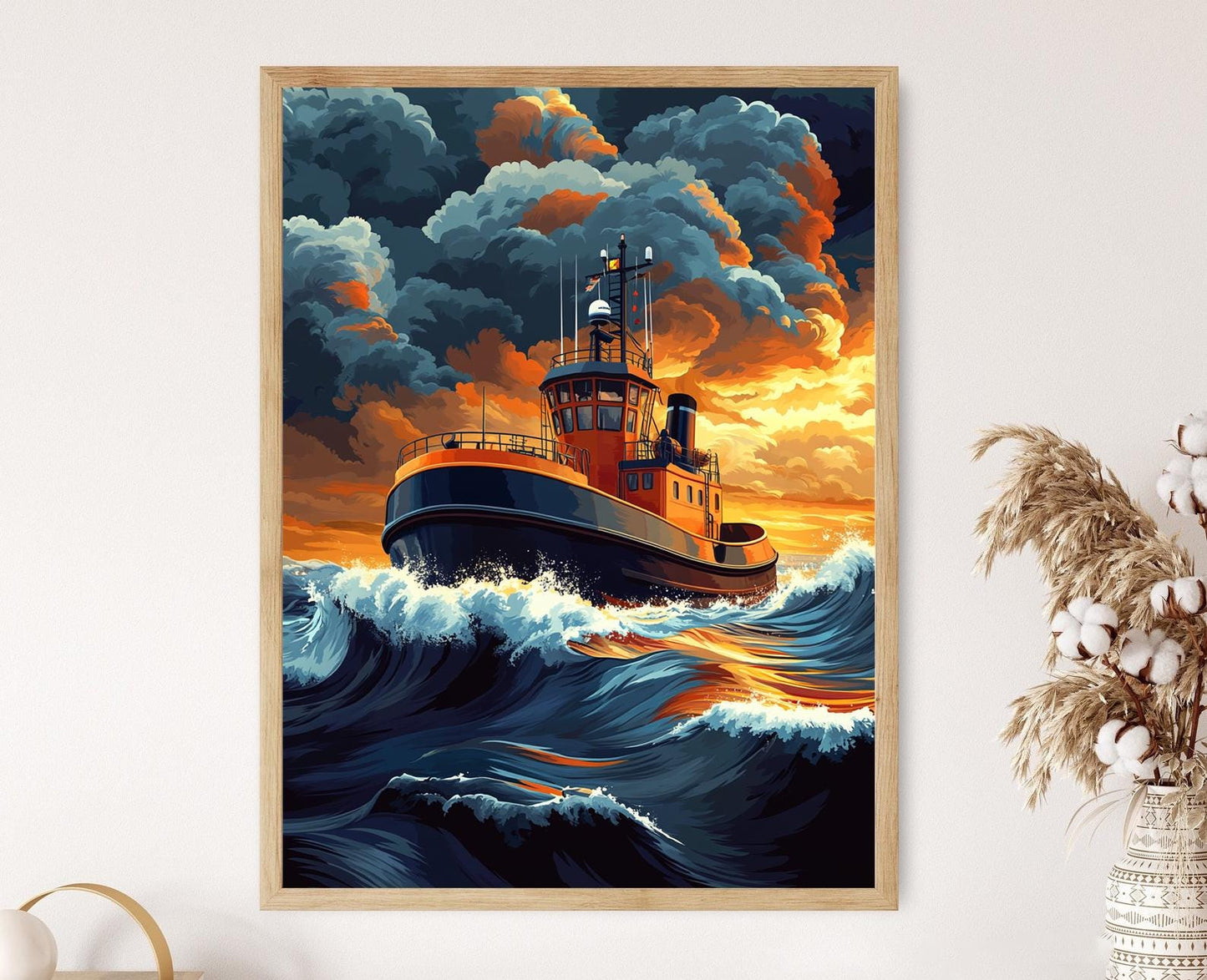 Affiche Remorqueur Lumineux – Tableau Nautique Audacieux en Impression