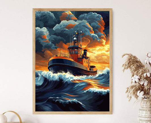 Affiche Remorqueur Lumineux – Tableau Nautique Audacieux en Impression
