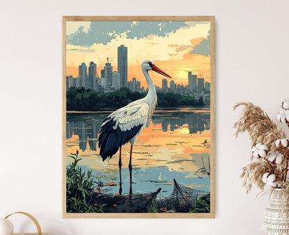 Affiche Oiseau de Mumbai – Poster Scène Urbaine de Nature Indienne