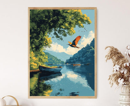 Affiche Rouleau Indien sur le Lac Supérieur – Poster Oiseau Bhopal