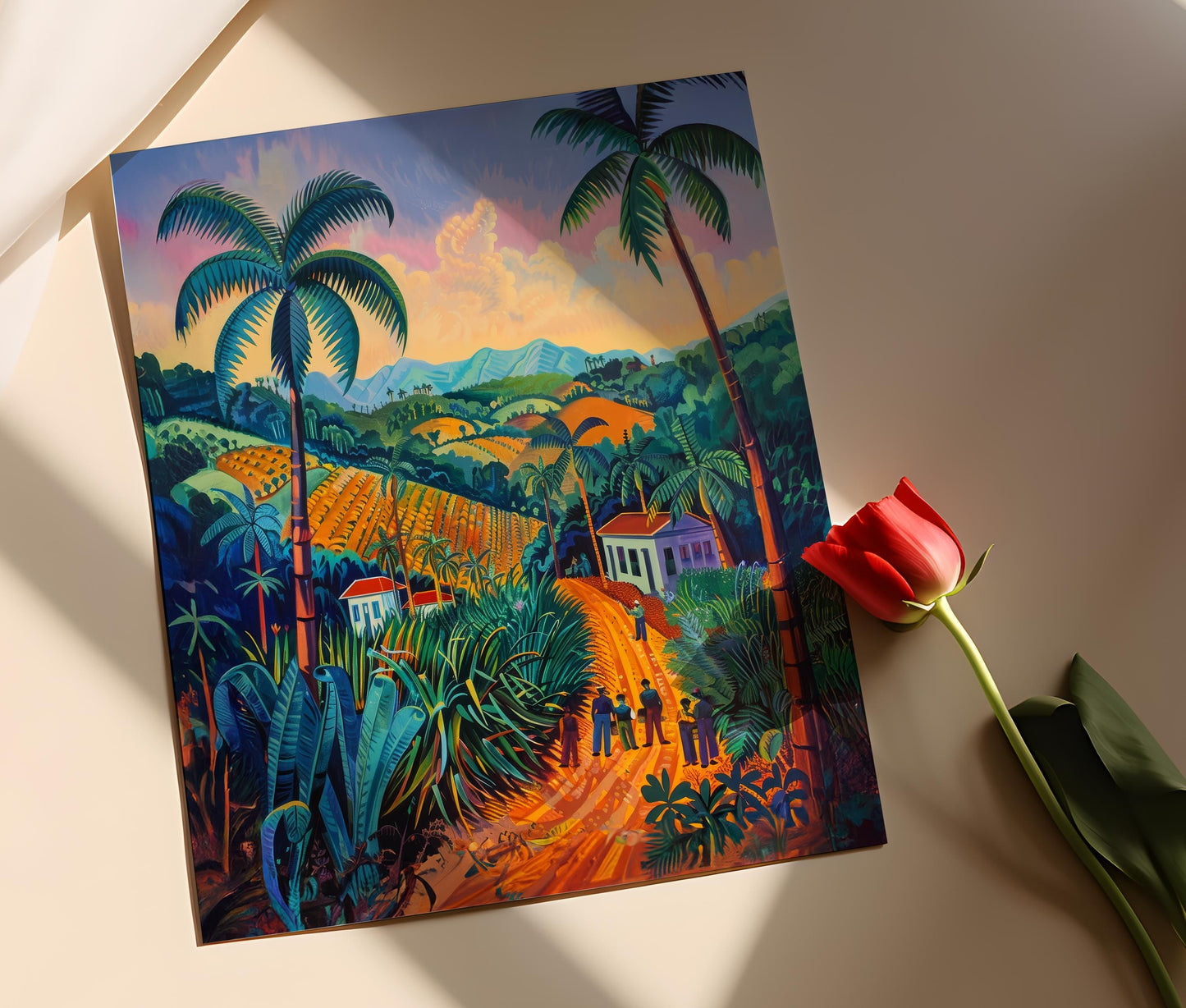 Affiche Canne à Sucre Cubaine – Artisanat Unique, Décor Culturel