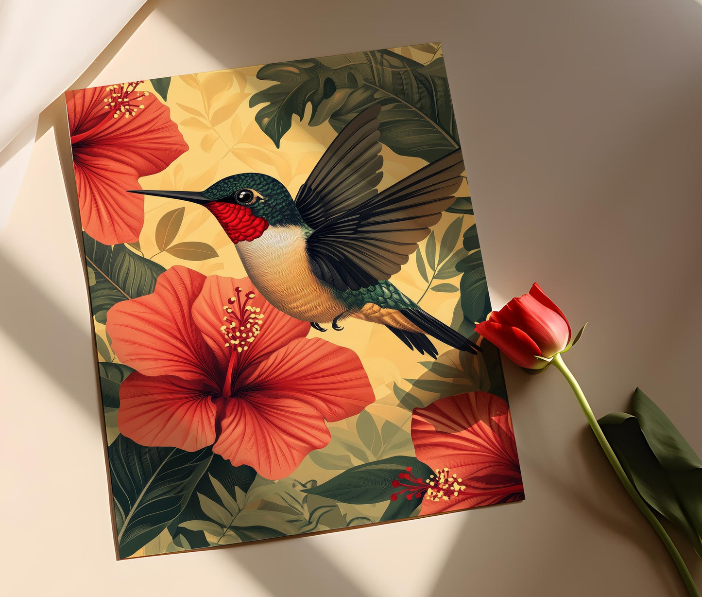 Affiche Colibri Cubain – Illustration Afro-Cubaine et Art Tropical