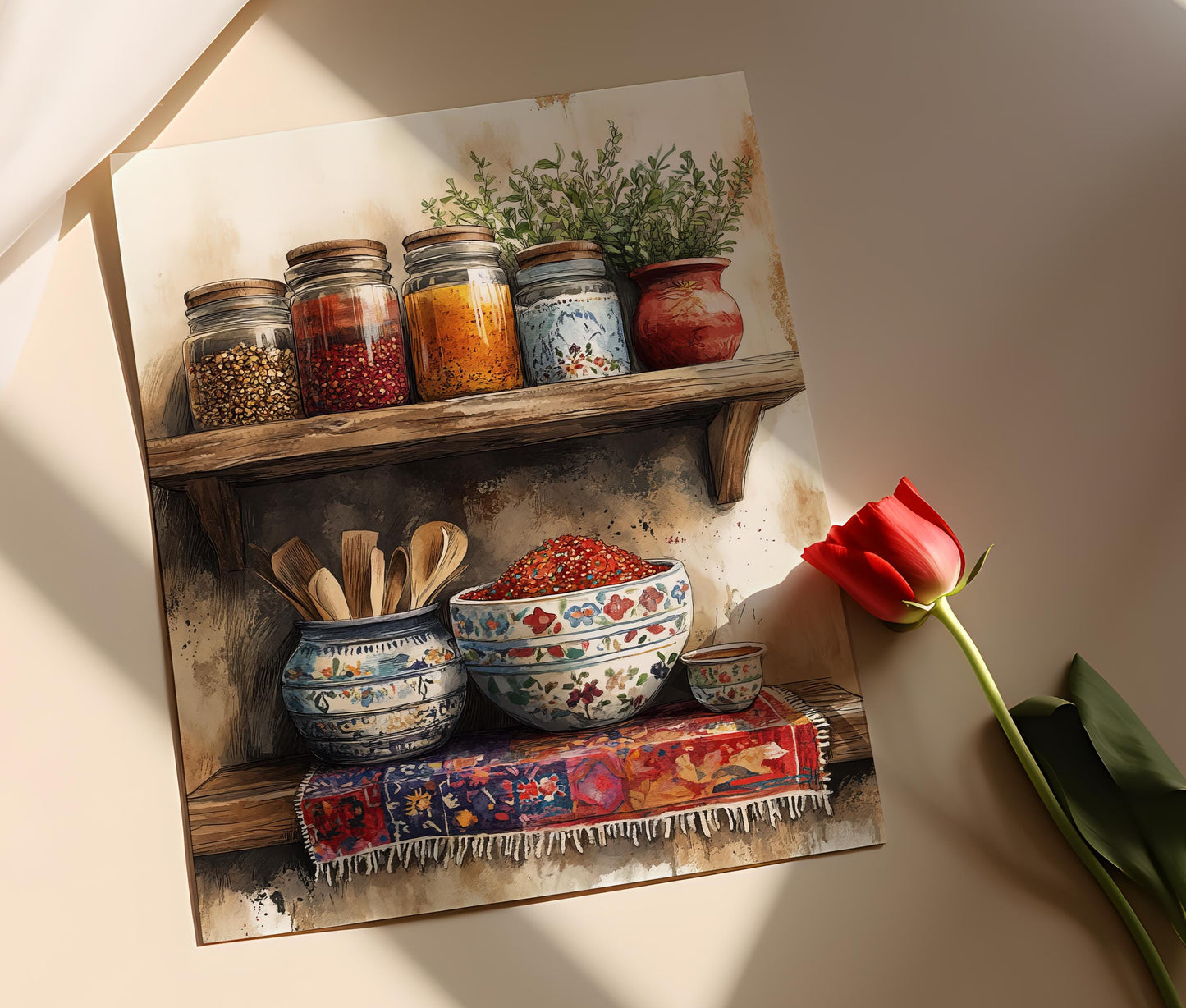 Affiche Épices Iraniens Rustiques – Art Print Décor de Cuisine Traditionnelle