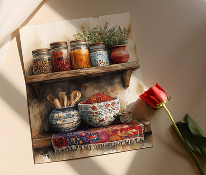 Affiche Épices Iraniens Rustiques – Art Print Décor de Cuisine Traditionnelle