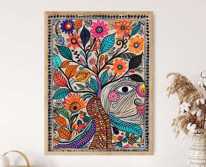 Affiche Art Madhubani – Imprimé Réplique Exquise d'Inde