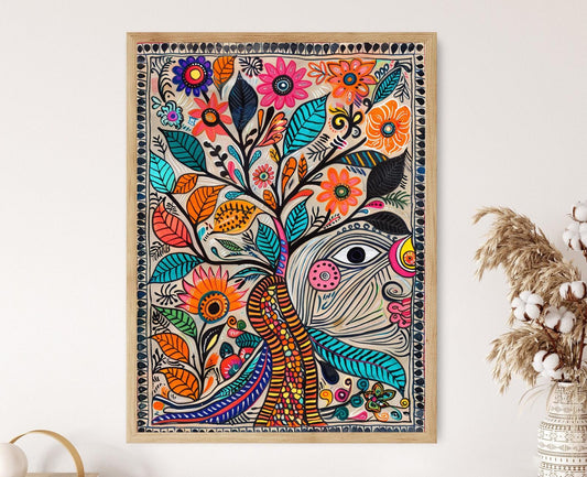 Affiche Art Madhubani – Imprimé Réplique Exquise d'Inde