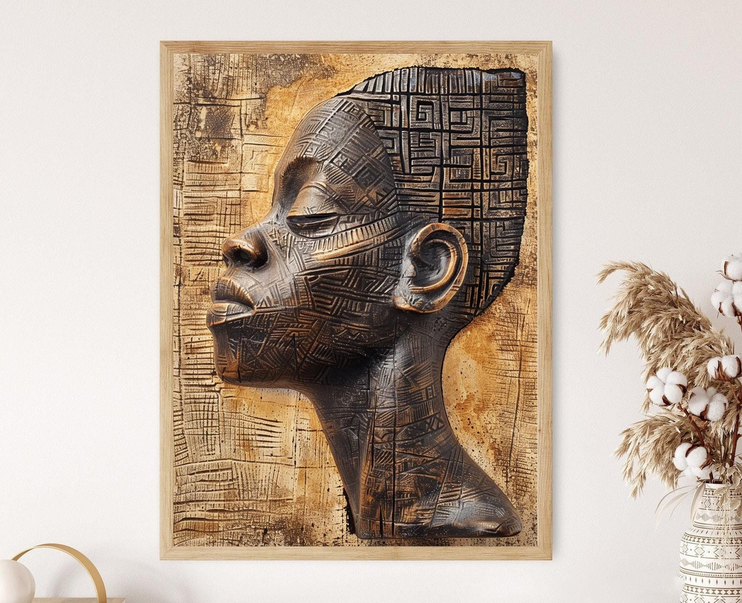 Affiche Bénin : Portrait de Femme Africaine, Décor Culturel