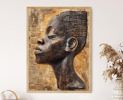 Affiche Bénin : Portrait de Femme Africaine, Décor Culturel