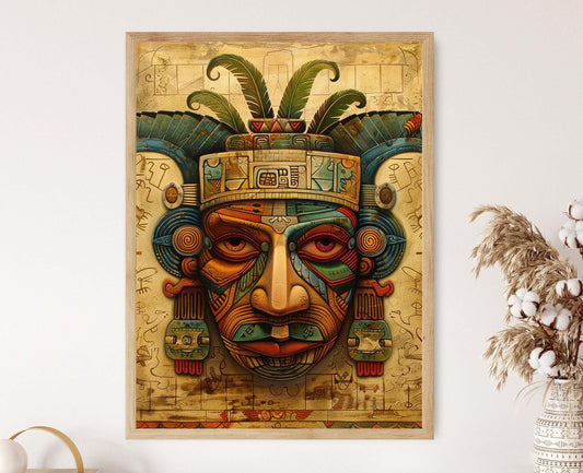 Affiche Guerrier Aztèque – Art Traditionnel Audacieux pour Bureau