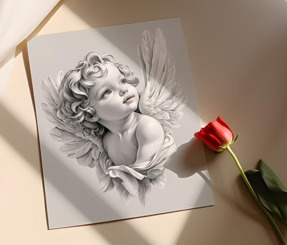 Affiche Céleste – Imprimé d'Art d'Ange Élégant, Décor Baroque