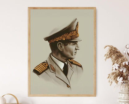Affiche Reza Shah Pahlavi – Poster Art Vintage de la Royauté Iranienne