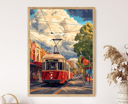 Affiche Tram de Melbourne – Illustration de la ville d'Australie