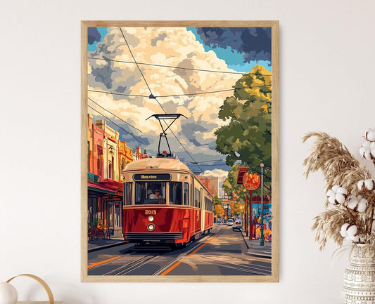 Affiche Tram de Melbourne – Illustration de la ville d'Australie