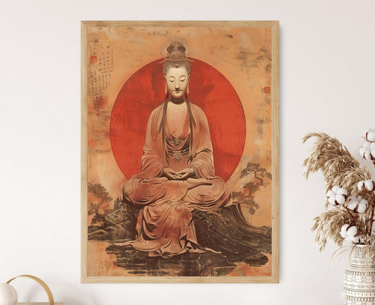 Affiche Guanyin Tranquille – Illustration de Déesse Zen pour Éveil Spirituel