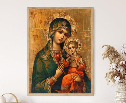Affiche Icone Byzantine - Art Sacré Orthodoxe, Cadeau Parfait pour les Fêtes
