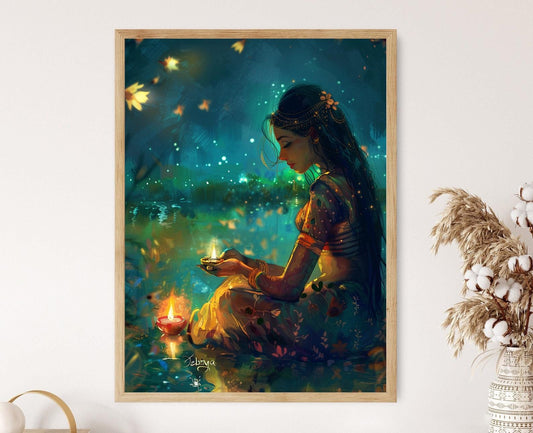 Affiche Diwali Joyeuse – Poster Coloré de Décoration Festive