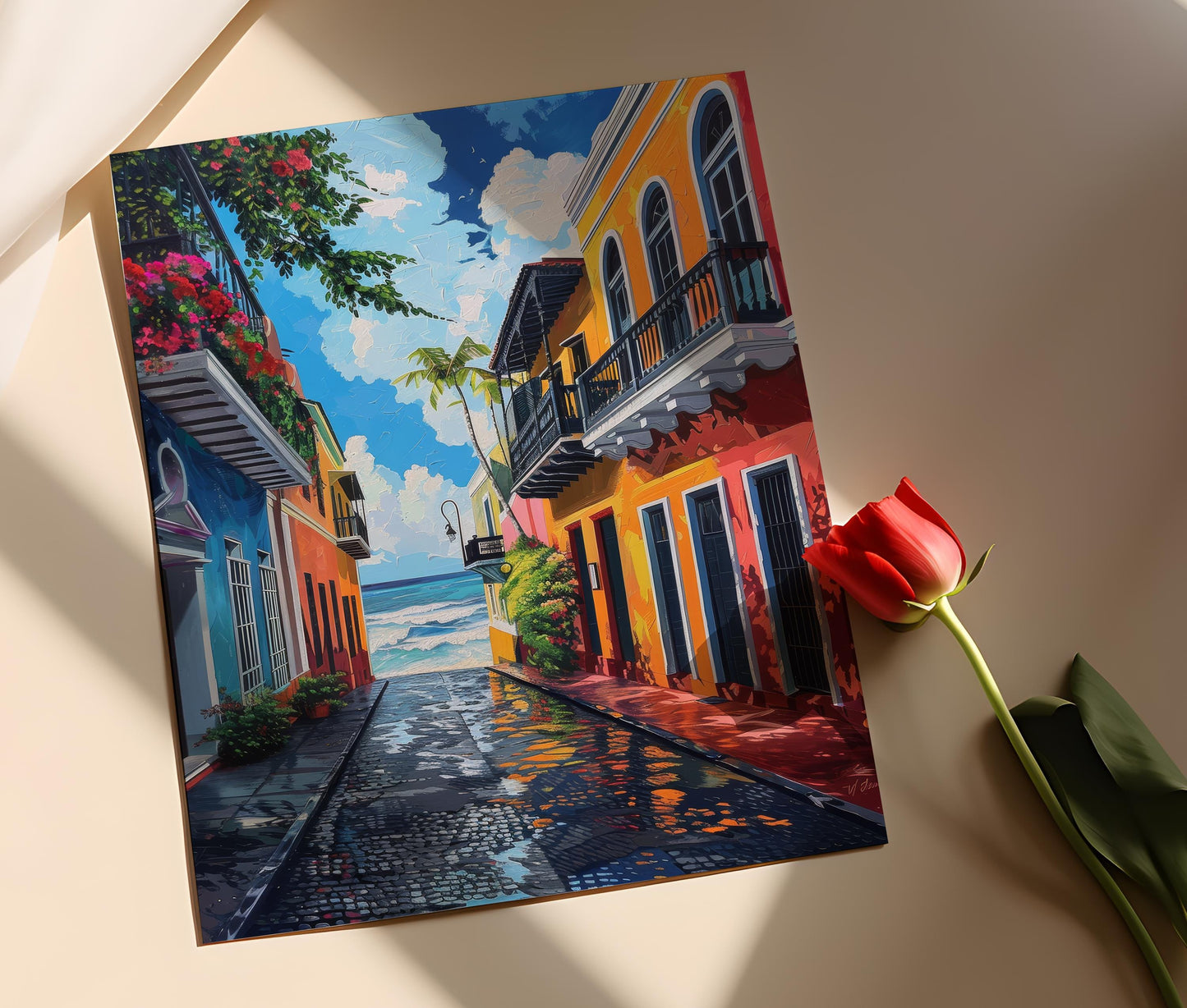 Affiche Vieille San Juan – Poster Scène Colorée de Porto Rico