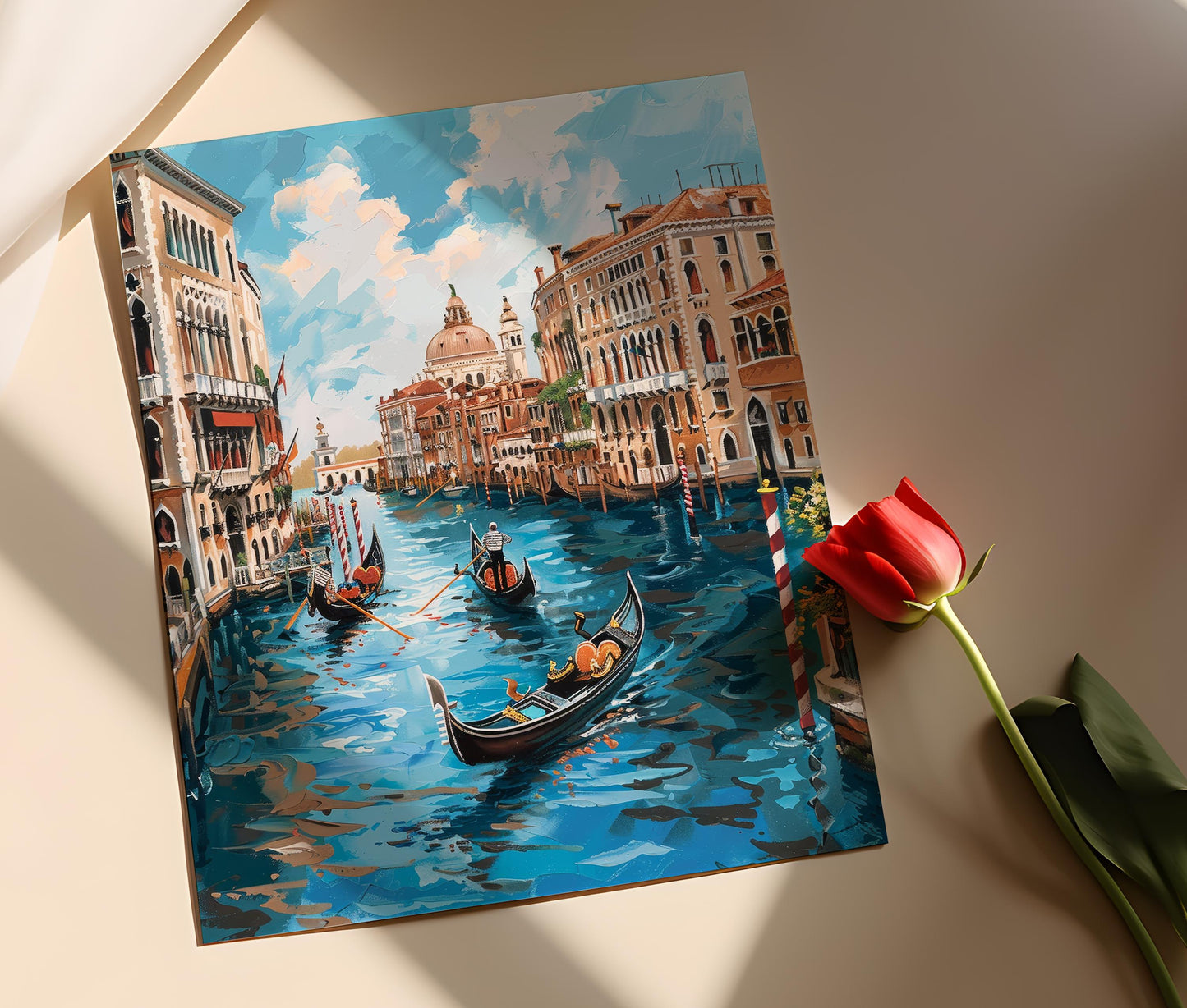 Affiche Venise Romantique – Poster Peinture des Canaux et Gondoles