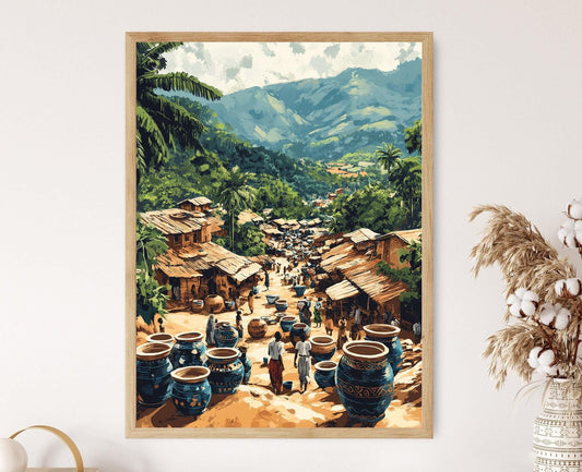 Affiche Céramiques de Bafoussam – Poster Illustration de Poterie Traditionnelle