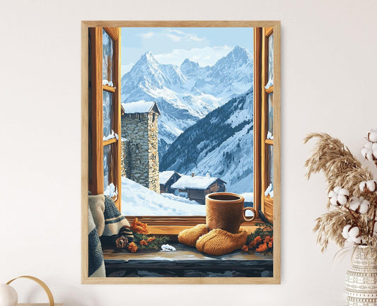Affiche Svaneti – Poster Vue des montagnes avec art folklorique