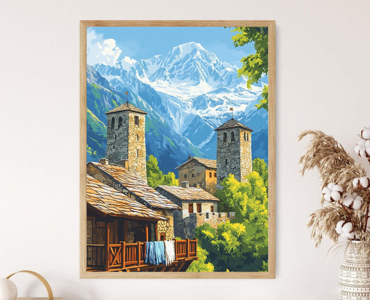 Affiche Svaneti – Poster Art de la culture géorgienne en montagne
