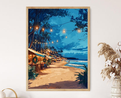 Affiche Noël des Surfeurs – Impression de Marché Festif en Queensland