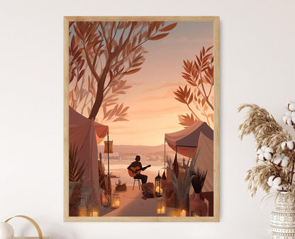 Affiche Byron Bay Automne – Poster Peinture de Couche de Soleil Côtière