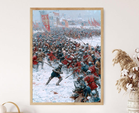 Affiche Bataille de Towton – Poster Scène Médiévale York contre Lancaster