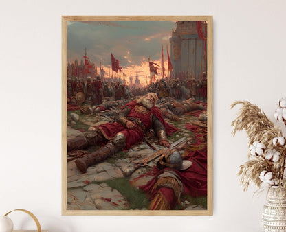 Affiche Bataille de Hastings – Poster Art médiévale de la mort du roi Harold