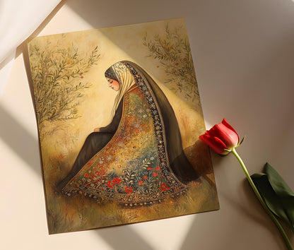 Affiche Femme Palestinienne en Thobe – Illustration Éblouissante