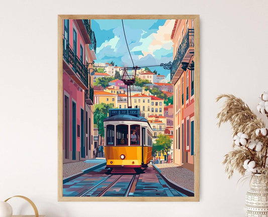 Affiche Tramway de Lisbonne – Poster Ascenseur Santa Justa, Paysage Urbain