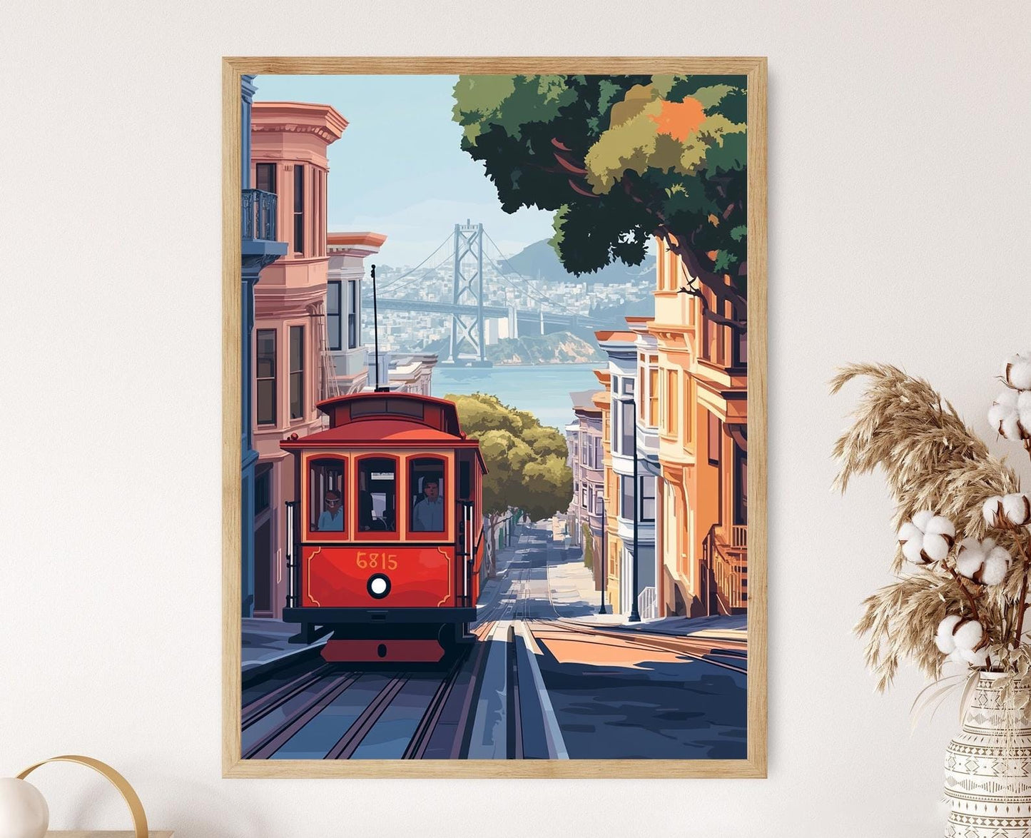 Affiche Tramway de San Francisco – Art Vintage des Maisons Victoriennes