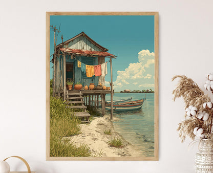 Affiche Maison sur Pilotis Togo – Art du Village Ouest-Africain