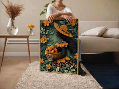 Affiche Femme Portoricaine avec Mangues – Décor Tropical Murale